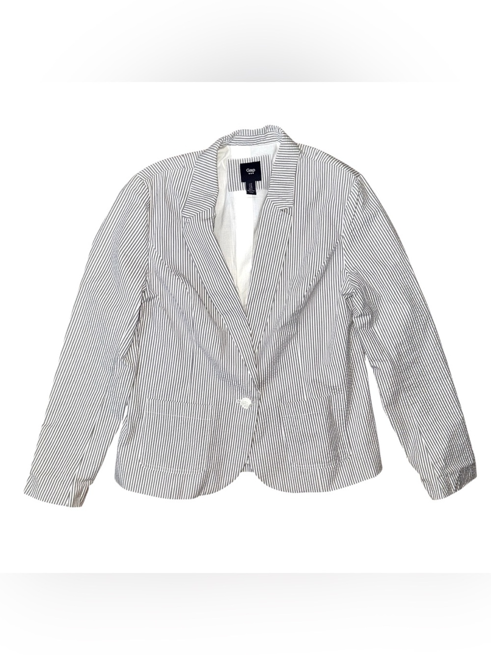 Gap Gray & White Seersucker Stripe Blazer